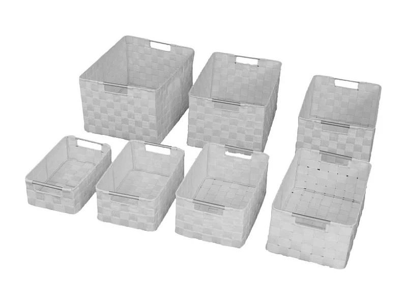 Cassetto poliestere con manici metallo1-7bianco cm 38x28h21