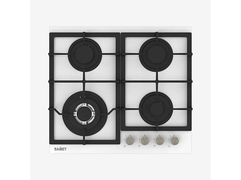 Piano cottura Samet Dafne 60 a gas da incasso 4 fuochi 60 cm in vetro bianco