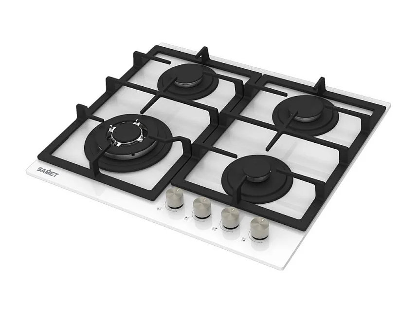 Piano cottura Samet Dafne 60 a gas da incasso 4 fuochi 60 cm in vetro bianco