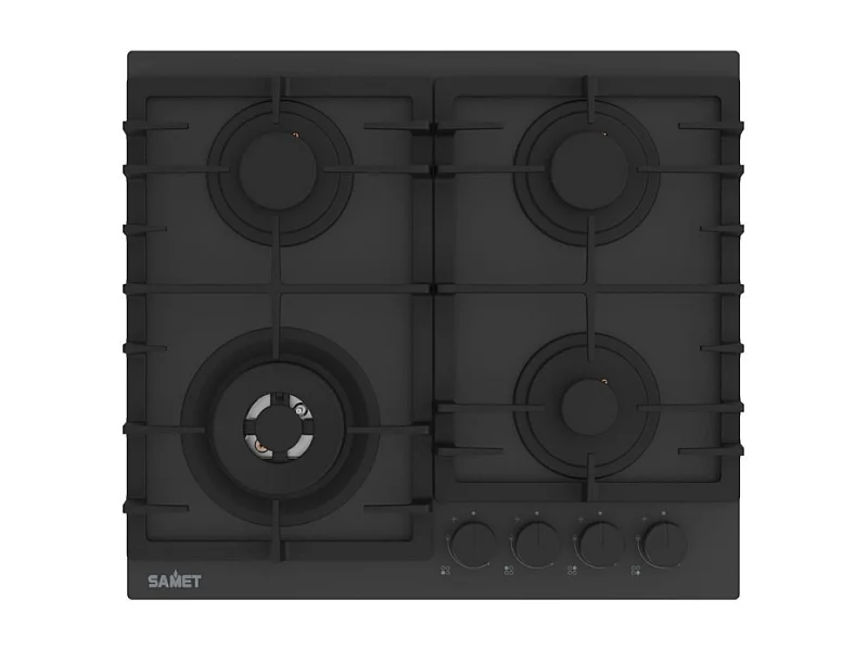 Piano cottura Samet Zacinto 60 a gas da incasso 4 fuochi 60 cm. in vetro temperato satinato opaco nero