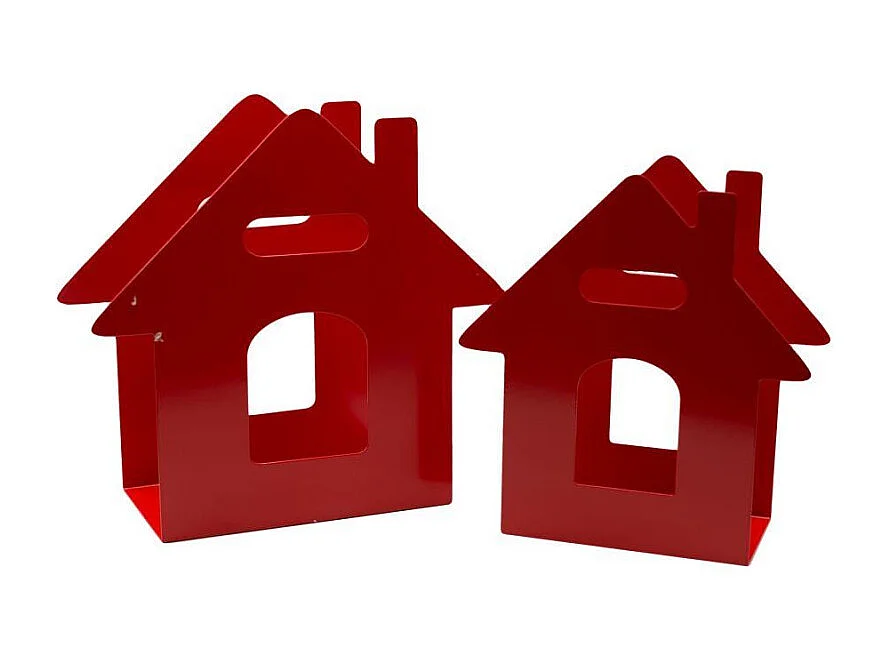 Portariviste metallo casetta 1-2 rosso cm 29x12h29