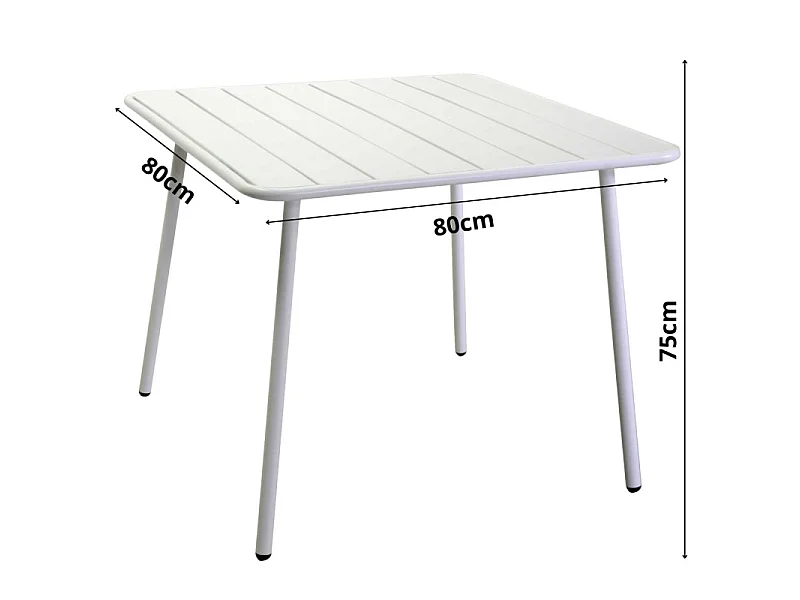 Tavolo metallo Rovigo bianco quadro cm 80x80h72