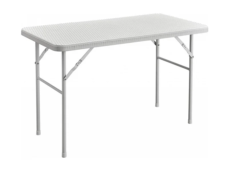 TAVOLO PIEGHEVOLE 122X60CM CON FINITURA EFFETTO RATTAN BIANCO CASACOLLECTION