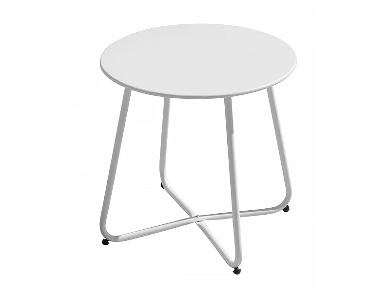 Tavolino Rotondo Ø45 Ferro Epoxy Bianco Moia