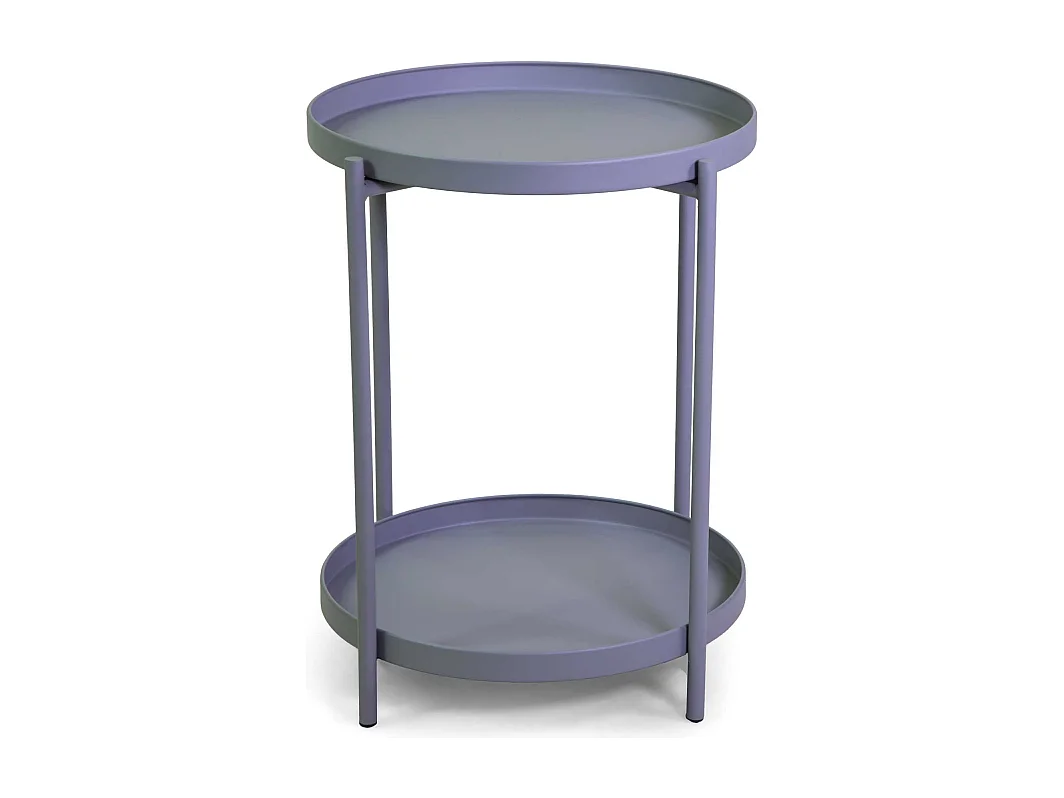 Tavolino metallo grigio tondo 2 piani cm ø40h50