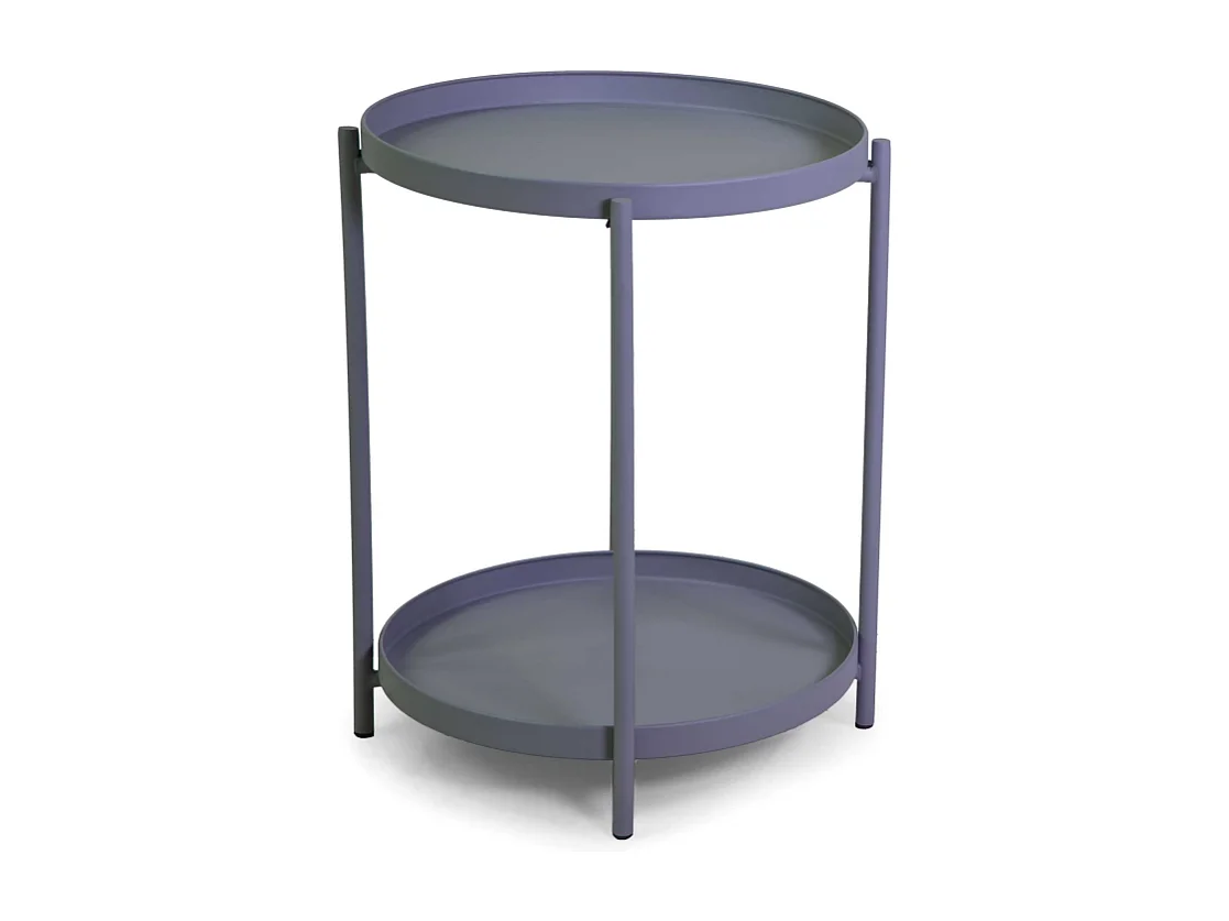 Tavolino metallo grigio tondo 2 piani cm ø40h50