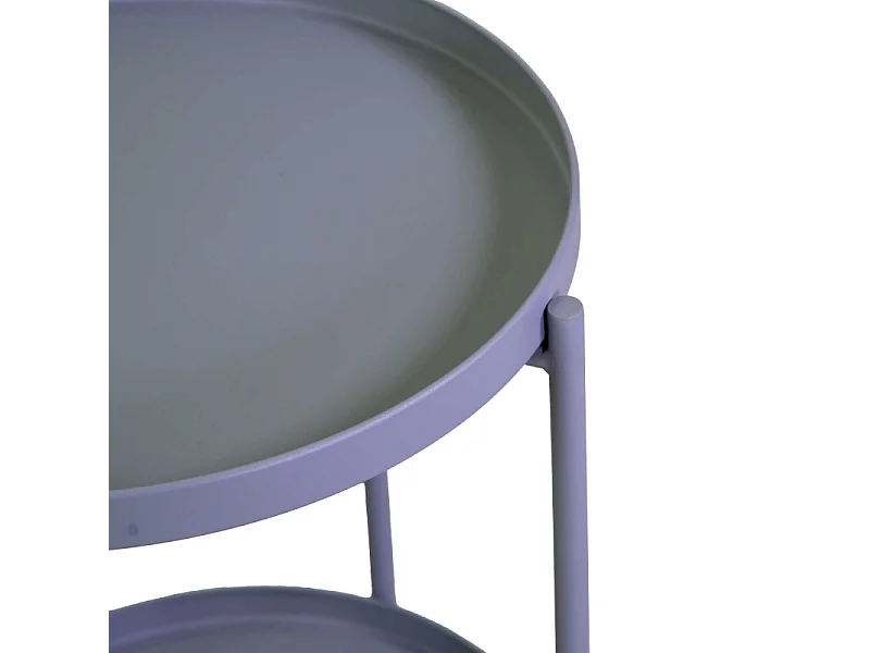 Tavolino metallo grigio tondo 2 piani cm ø40h50