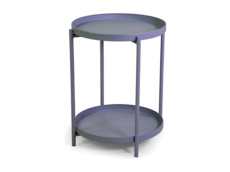 Tavolino metallo grigio tondo 2 piani cm ø40h50