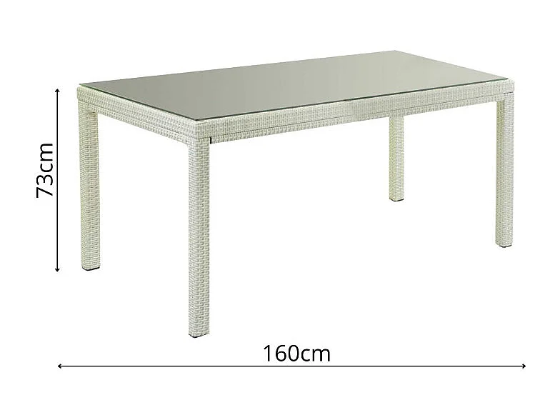 Tavolo polyrattan adila bianco ghiacciorettangolare cm 160x90h73
