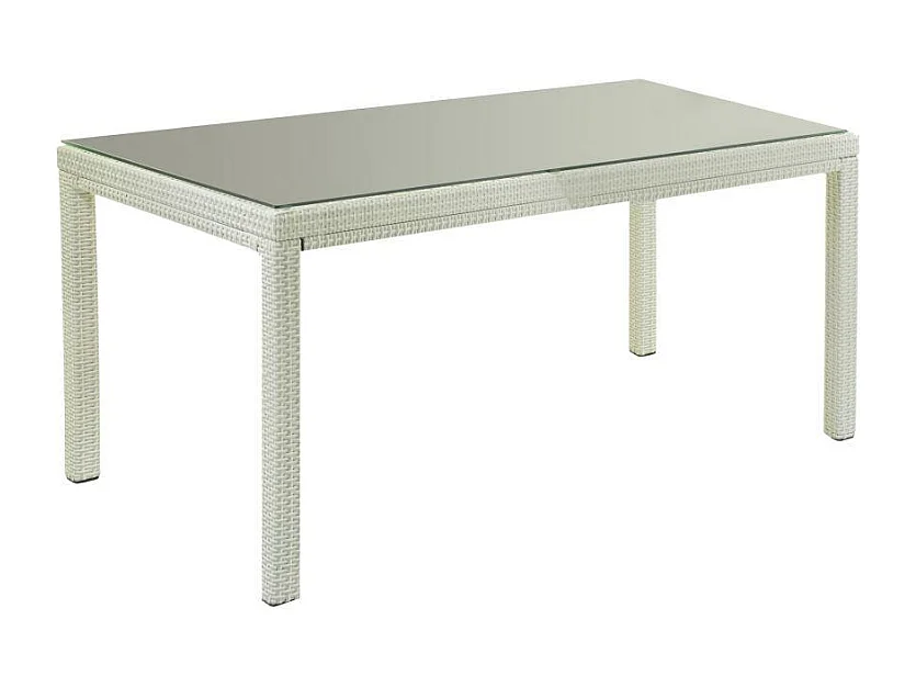 Tavolo polyrattan adila bianco ghiacciorettangolare cm 160x90h73
