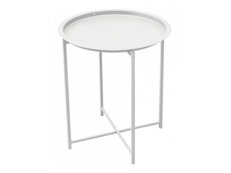 Tavolino In Ferro Bianco Diam 46 X 52 Cm Moia