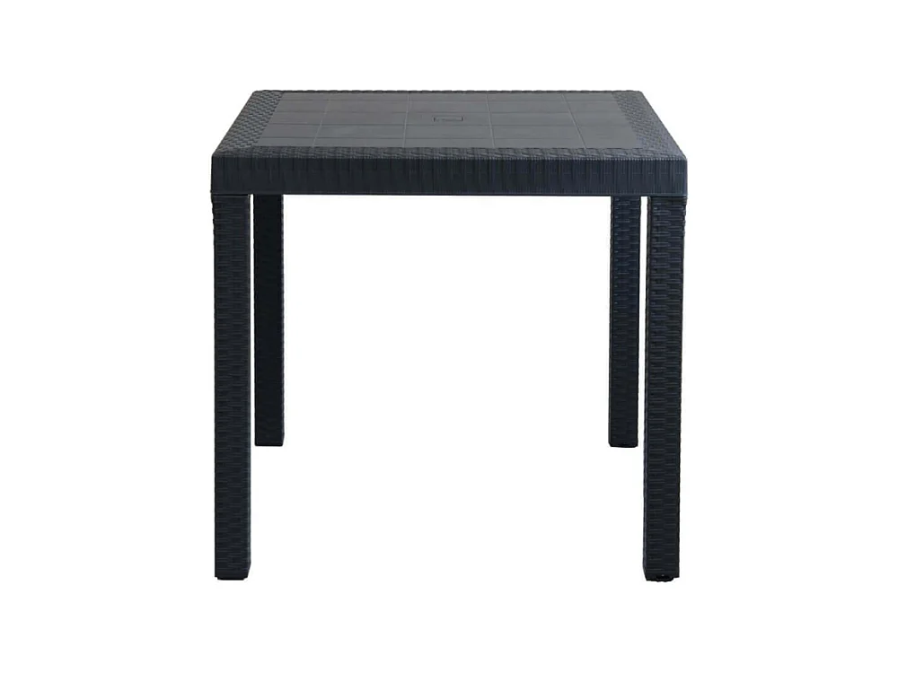 Table de jardin Dallas 80 x 80 en plastique tressé anthracite - COSMA