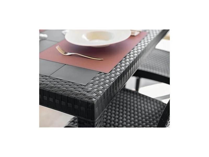Table de jardin Dallas 80 x 80 en plastique tressé anthracite - COSMA