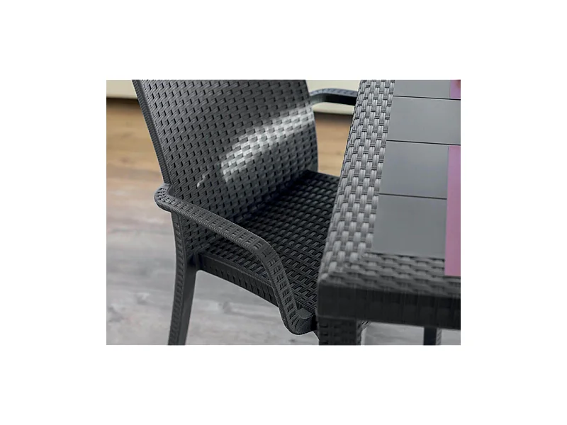 Table de jardin Dallas 80 x 80 en plastique tressé anthracite - COSMA