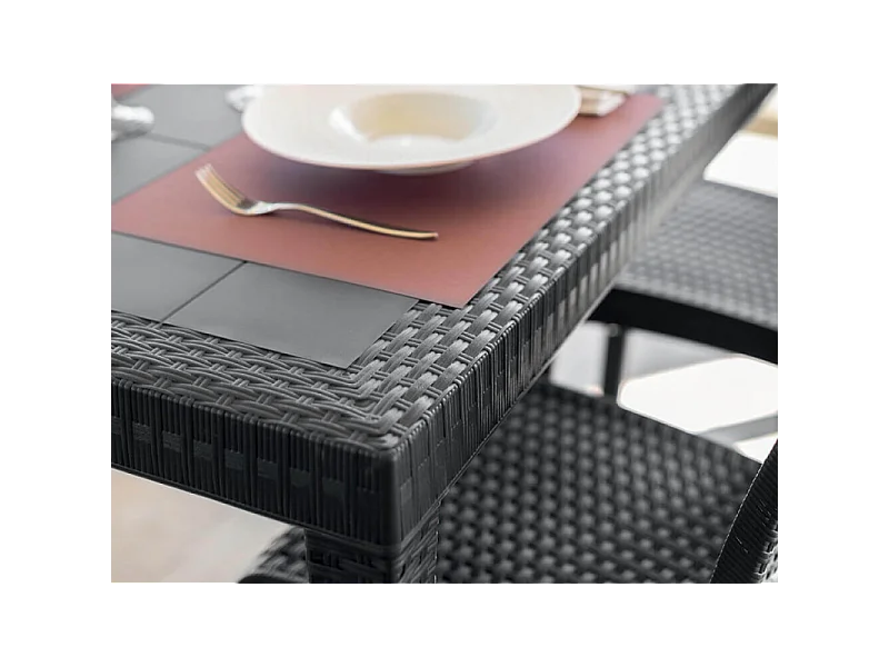 Table de jardin Dallas 80 x 80 en plastique tressé anthracite - COSMA