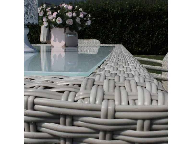 TISCH AZORE GRAU WICKER & STAHL 150x90 cm