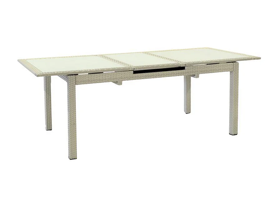 Tavolo polyrattan adila bianco ghiacciorett. cm 160/220x100h76 allungabile