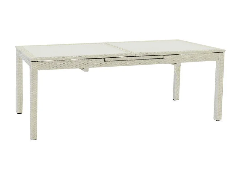 Tavolo polyrattan adila bianco ghiacciorett. cm 160/220x100h76 allungabile