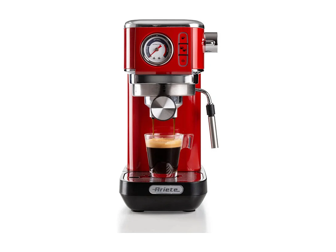 Macchina da caffè con manometro 1300W - 15 bar di pressione - Rosso