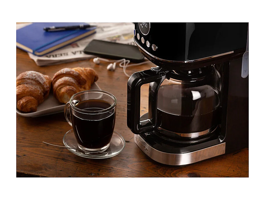 Machine à café filtre moderne Ariete 1396 Base chauffante pour café américain Écran LCD Noir