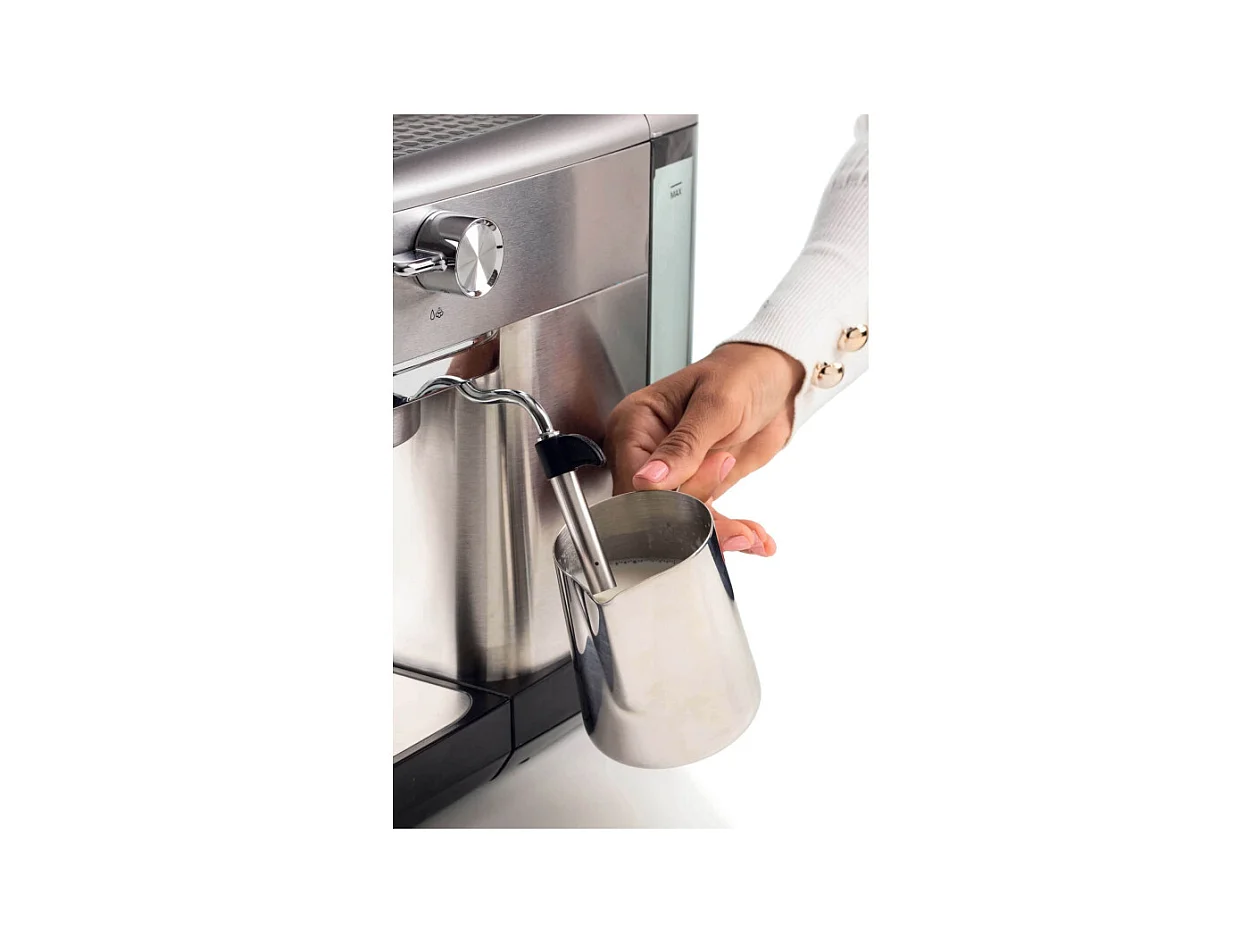 Macchina da Caffè con Manometro - 15 Bar - 1300W - Filtro ½ Tazze - Cappuccino - Silver