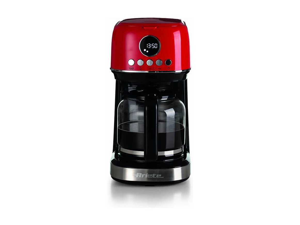 Macchina da caffè con filtro Moderna 15 tazze, base riscaldante, display LCD - Rosso