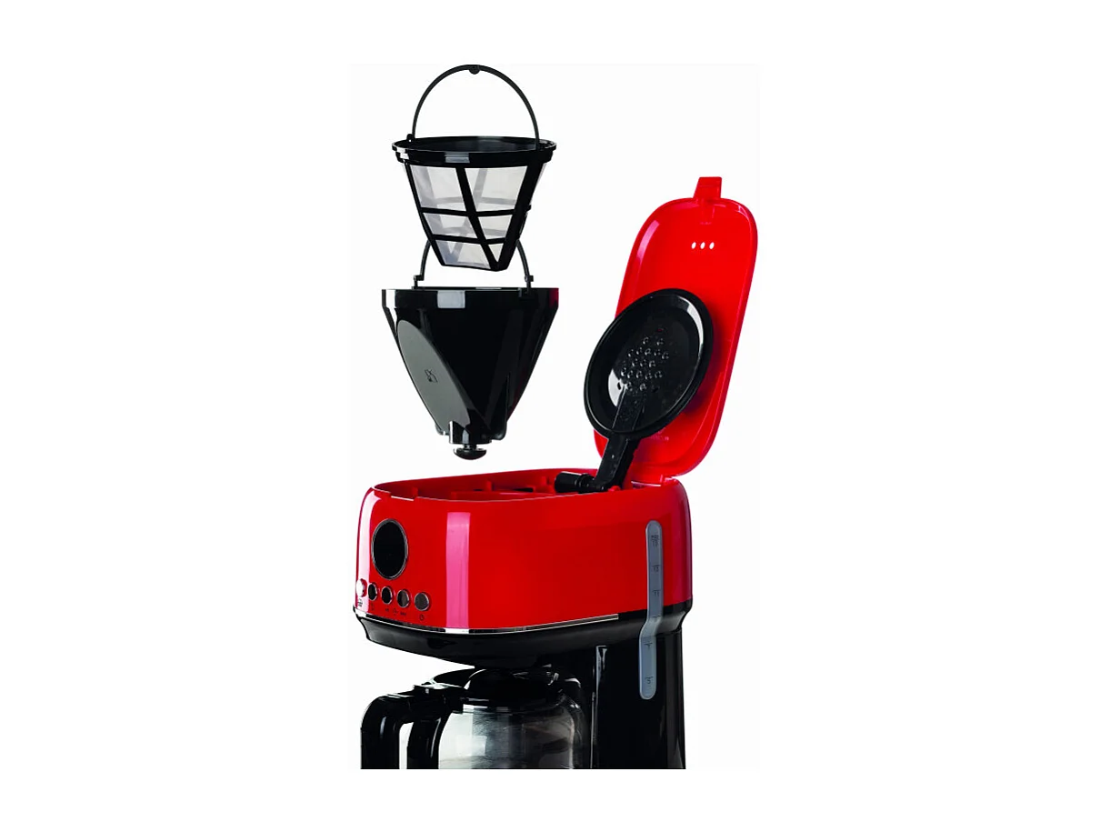 Macchina da caffè con filtro Moderna 15 tazze, base riscaldante, display LCD - Rosso