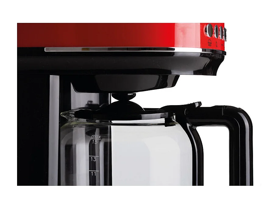 Machine à café filtre moderne Ariete 1396 Base chauffante pour café américain Écran LCD Rouge