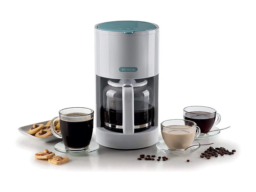 Macchina per caffè americano 12 tazze, filtro lavabile, indicatore luminoso - White & Aegean Teal
