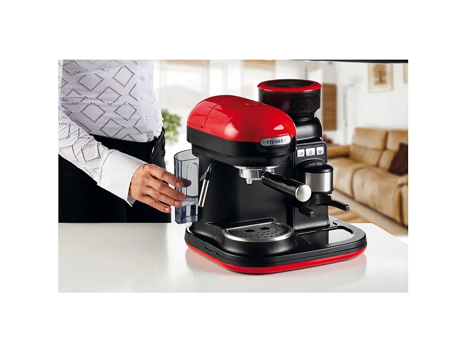 Macchina da Caffè con Macinacaffè - Montalatte - 15 Bar - 1080 Watt - Rosso