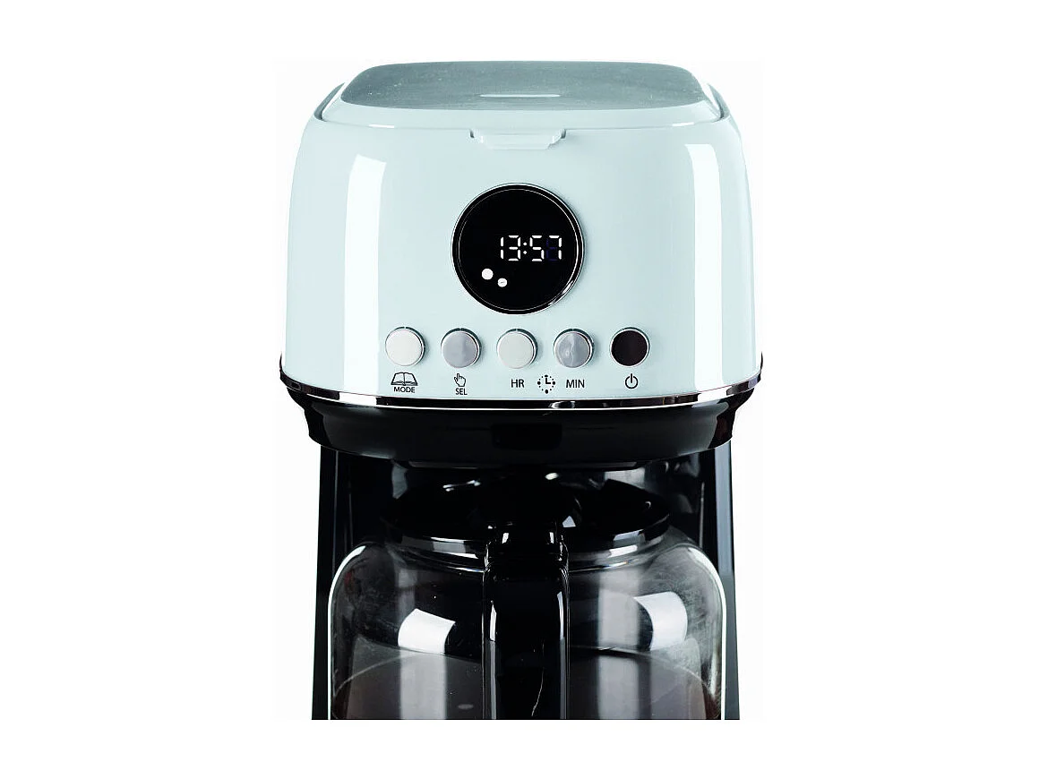 Macchina da caffè con filtro Moderna 15 tazze, base riscaldante, display LCD - Bianco