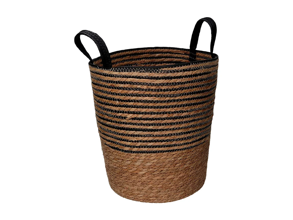 Cesta fibra naturale 1-3 naturale e nero tondo cm ø36h40