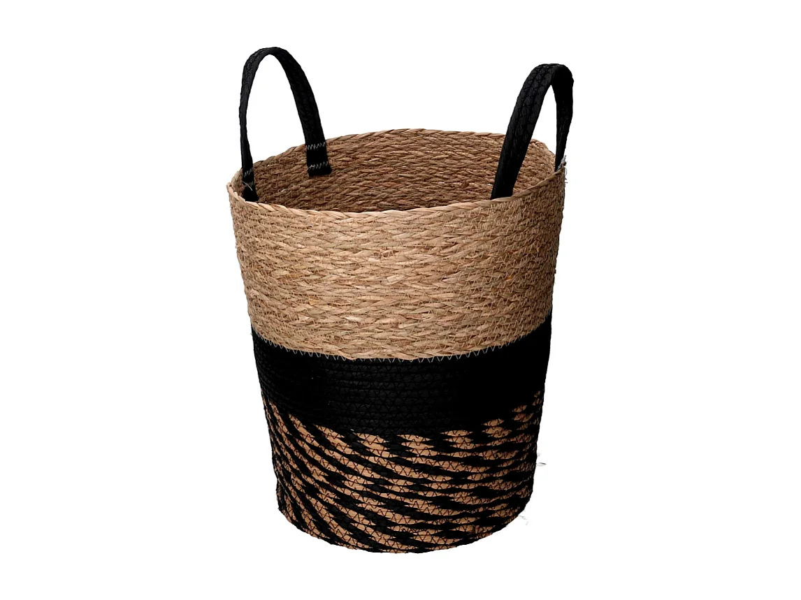 Cesta fibra naturale 1-3 naturale e nero tondo cm ø36h40