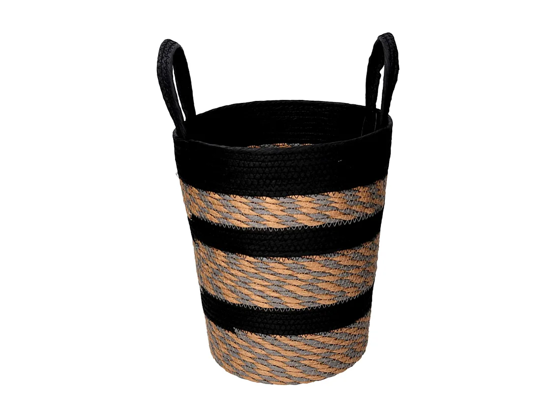 Cesta fibra naturale 1-3 naturale e nero tondo cm ø36h40