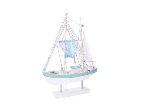 Barca legno mare con led bianco cm 35,5x11,5h54,5