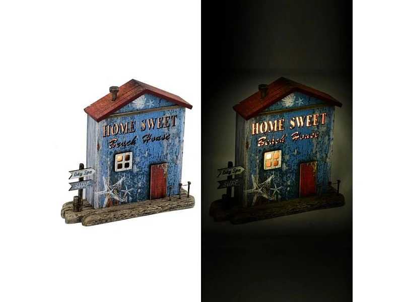 Decorazione mare casa legno stella con led cm22x6,5h21