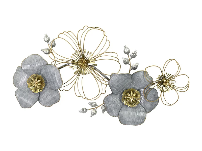 Quadro metallo fiori blu cm 92,7x8,9x50,2