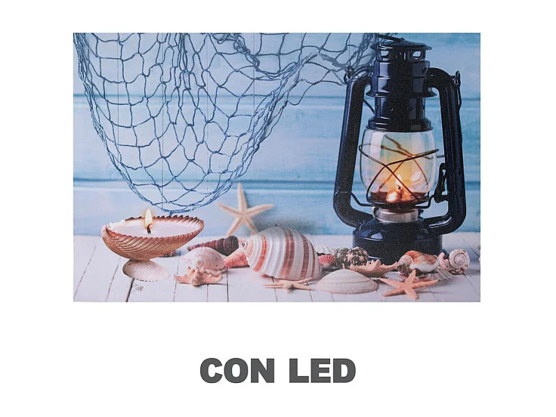 Quadro mare led conchiglie cm 60x2,3x40