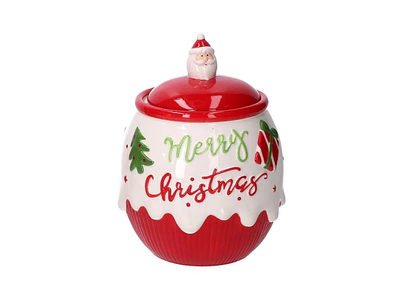 Barattolo ceramica merry christmas cm ø17h21,5