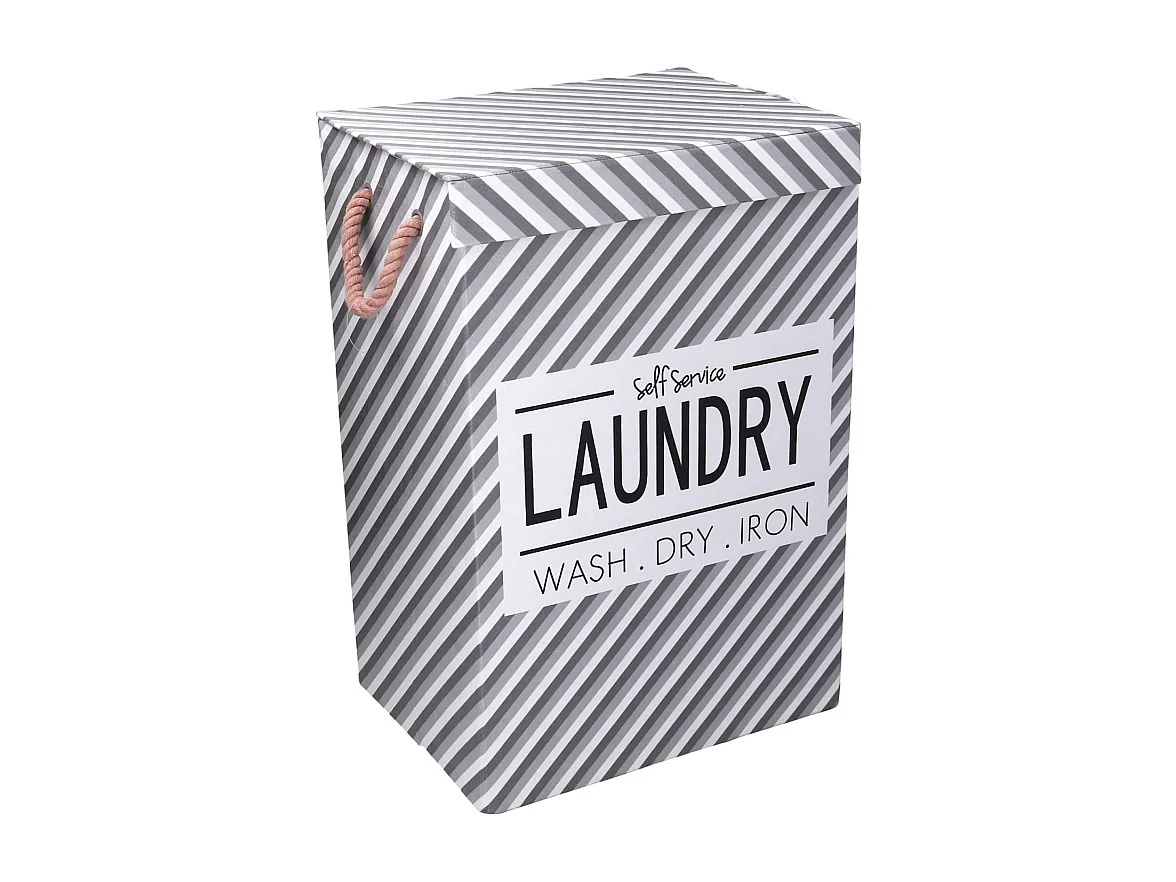 Cestone tessuto laundry grigio con coperchio cm 40x30h60