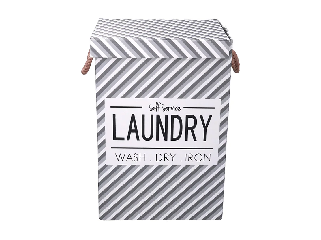 Cestone tessuto laundry grigio con coperchio cm 40x30h60