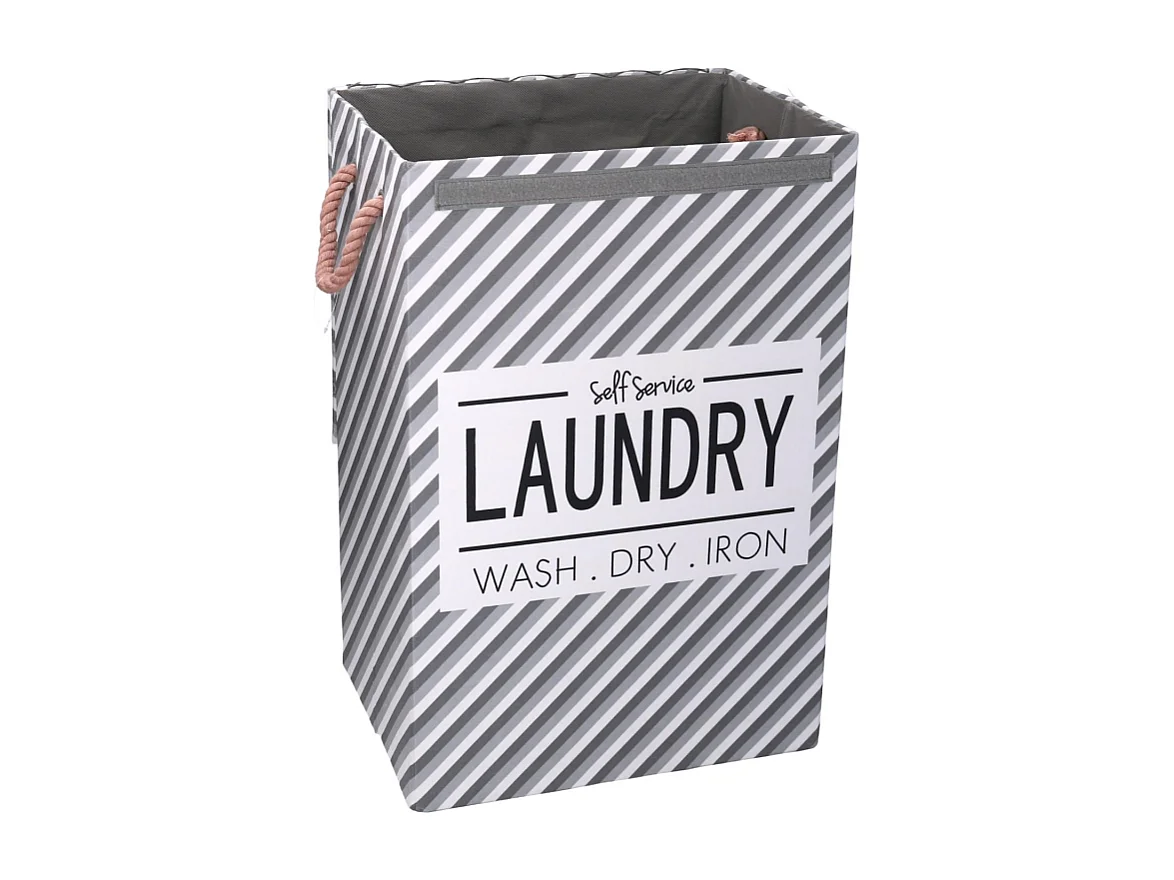 Cestone tessuto laundry grigio con coperchio cm 40x30h60