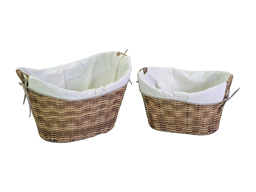 Cesta plastica grigio 1-2 con fodera bianca ovale cm 61x43h29/40
