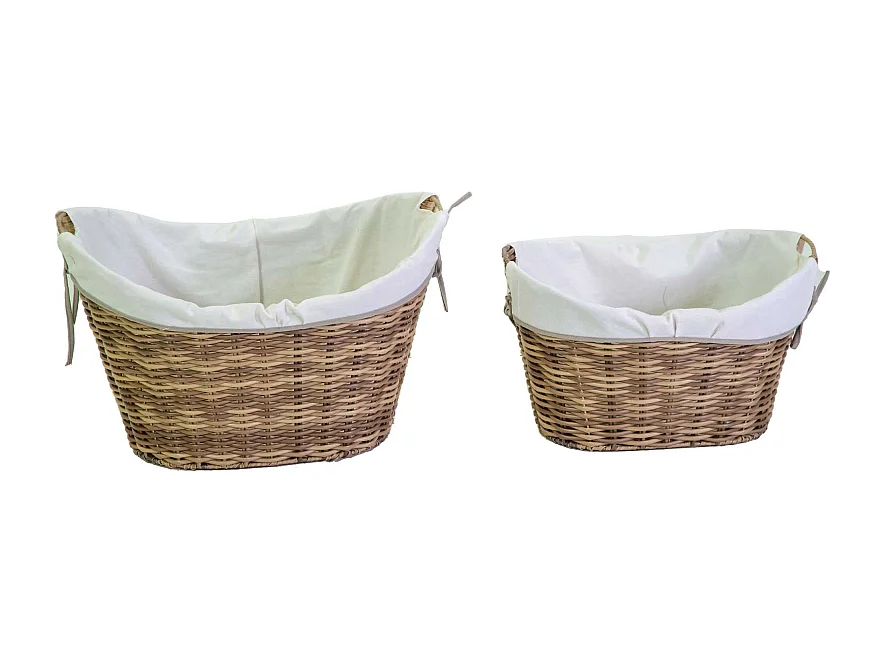 Cesta plastica grigio 1-2 con fodera bianca ovale cm 61x43h29/40