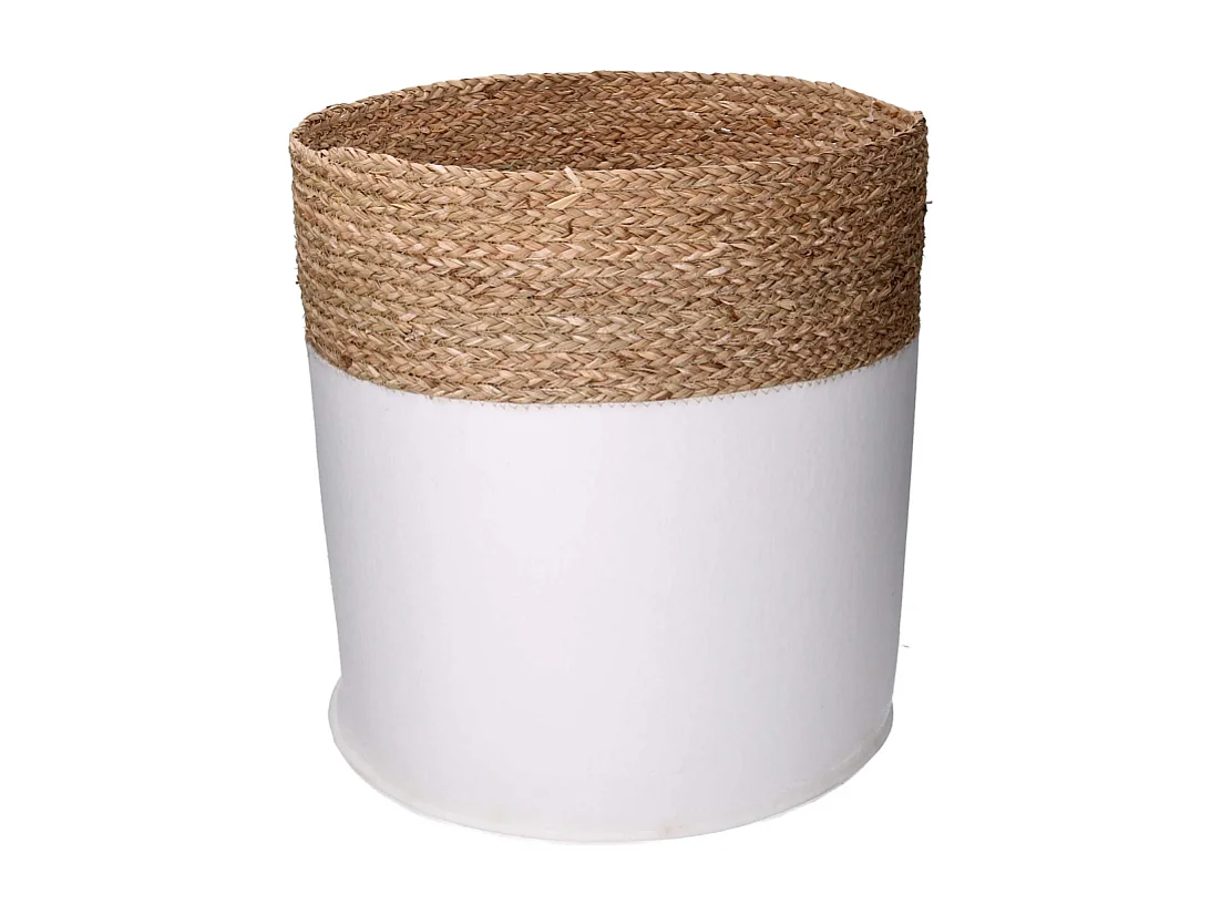 Cesta tessuto 1-3 bianco e naturale tondo cm ø41h42