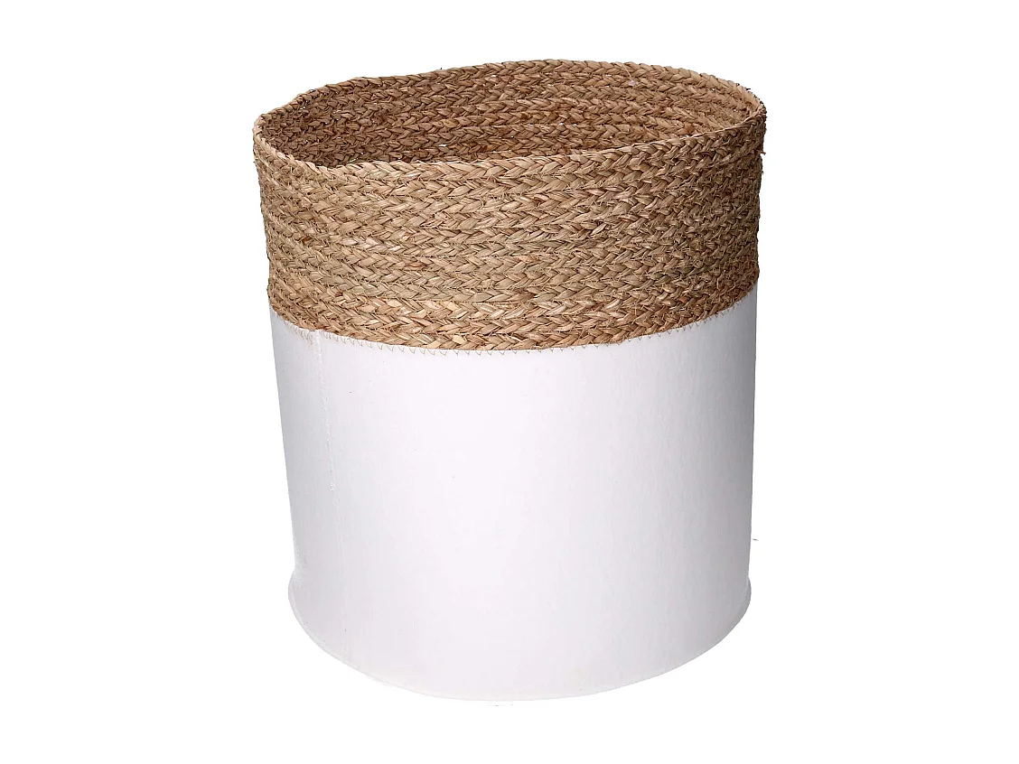 Cesta tessuto 1-3 bianco e naturale tondo cm ø41h42