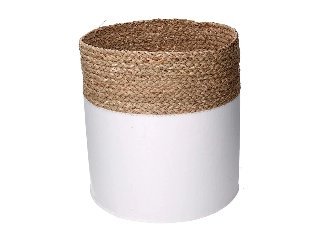 Cesta tessuto 1-3 bianco e naturale tondo cm ø41h42