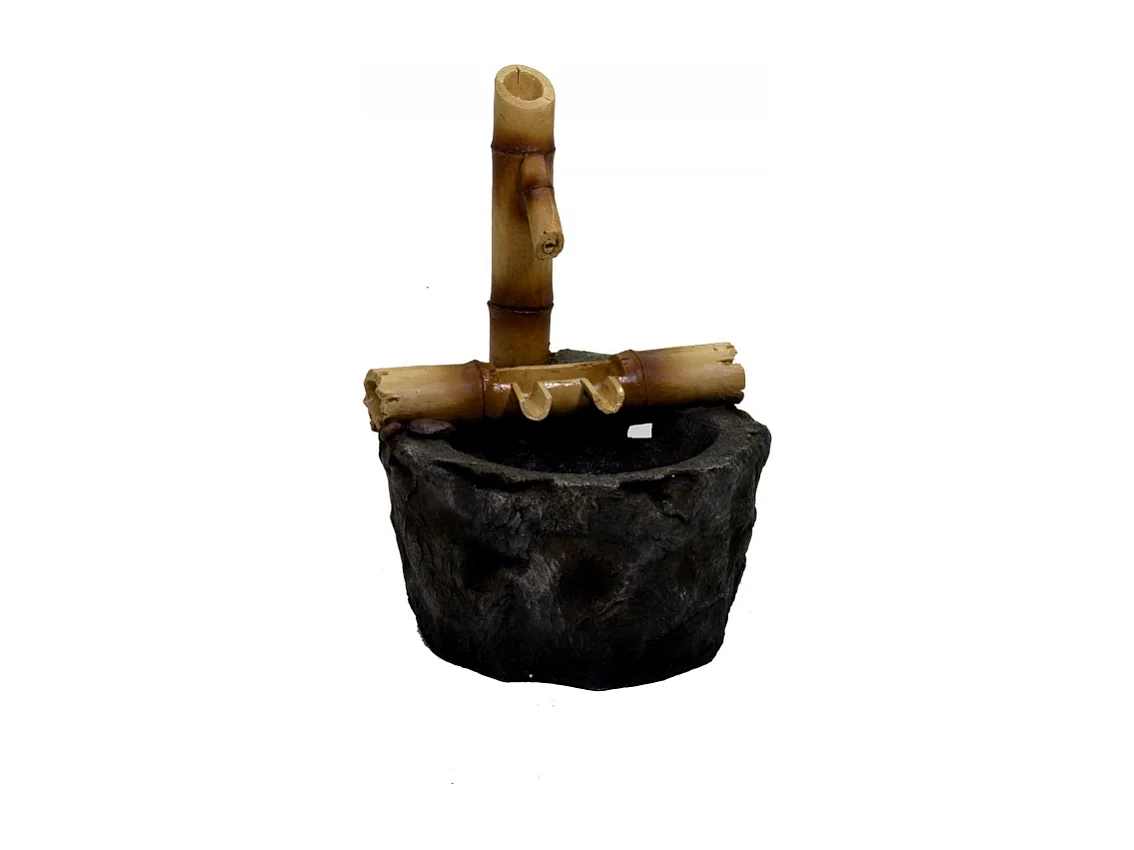 Fontana resina roccia e bambu' con led cm30x33h46