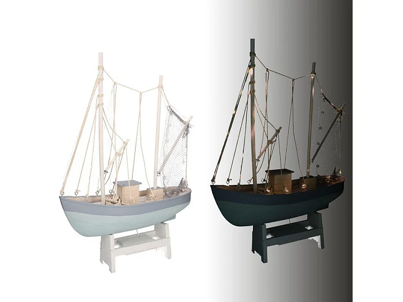 Barca legno con led cm 43xh62x14
