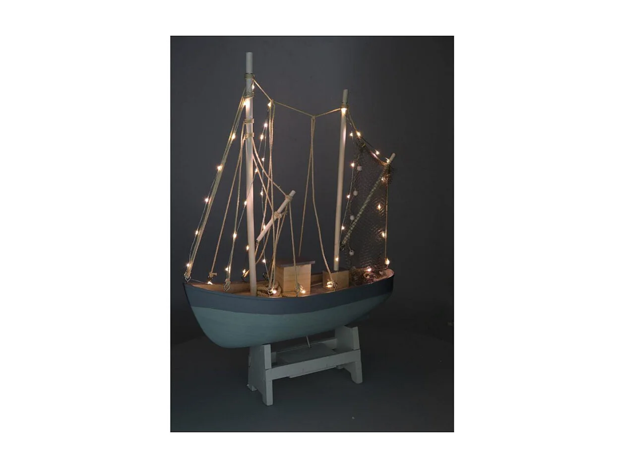 Barca legno con led cm 43xh62x14